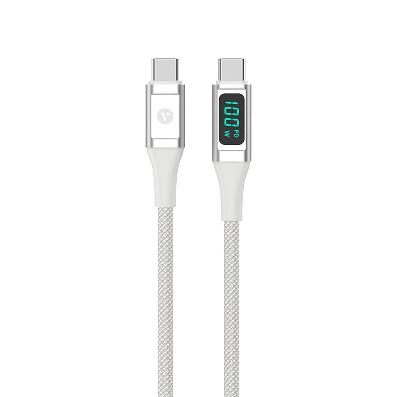 Valore PD100W USB-C Charging Cable with  Digital Display (MA59) - Silver