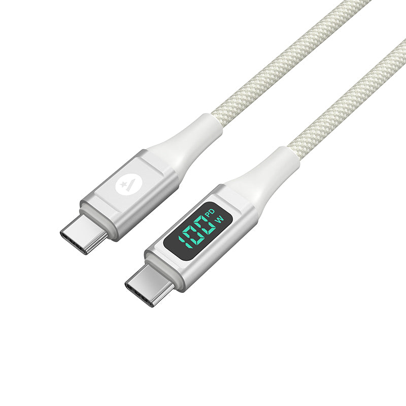 Valore PD100W USB-C Charging Cable with  Digital Display (MA59) - Silver