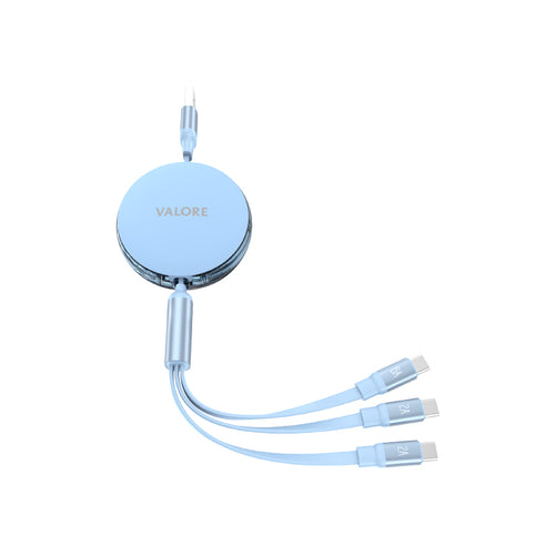 Valore USB-A to USB-C 3-In-1 Retractable Cable (MA188) - Blue