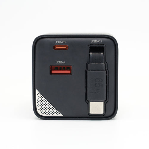 Valore PD65W GaN Wall Charger with Digital Display and Retractable Cable (PA-007)
